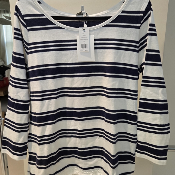 Joie Navy and White Striped Long Sleeve Top - Picture 2 of 6